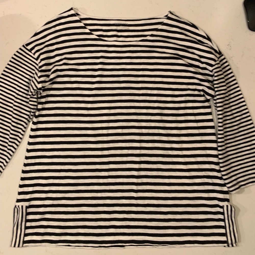 Talbots Black and White Striped Tunic/Top Size XL - NWOT